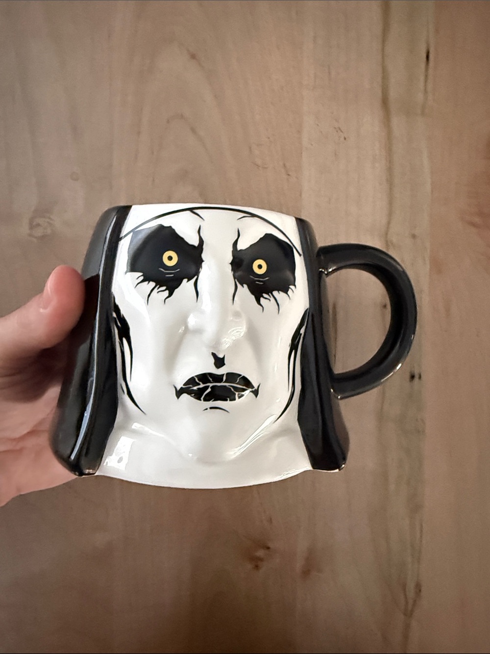 Warner Bros. Black and White Horror Face Mug with Yellow Eyes